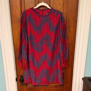Red and Blue Lace Dress